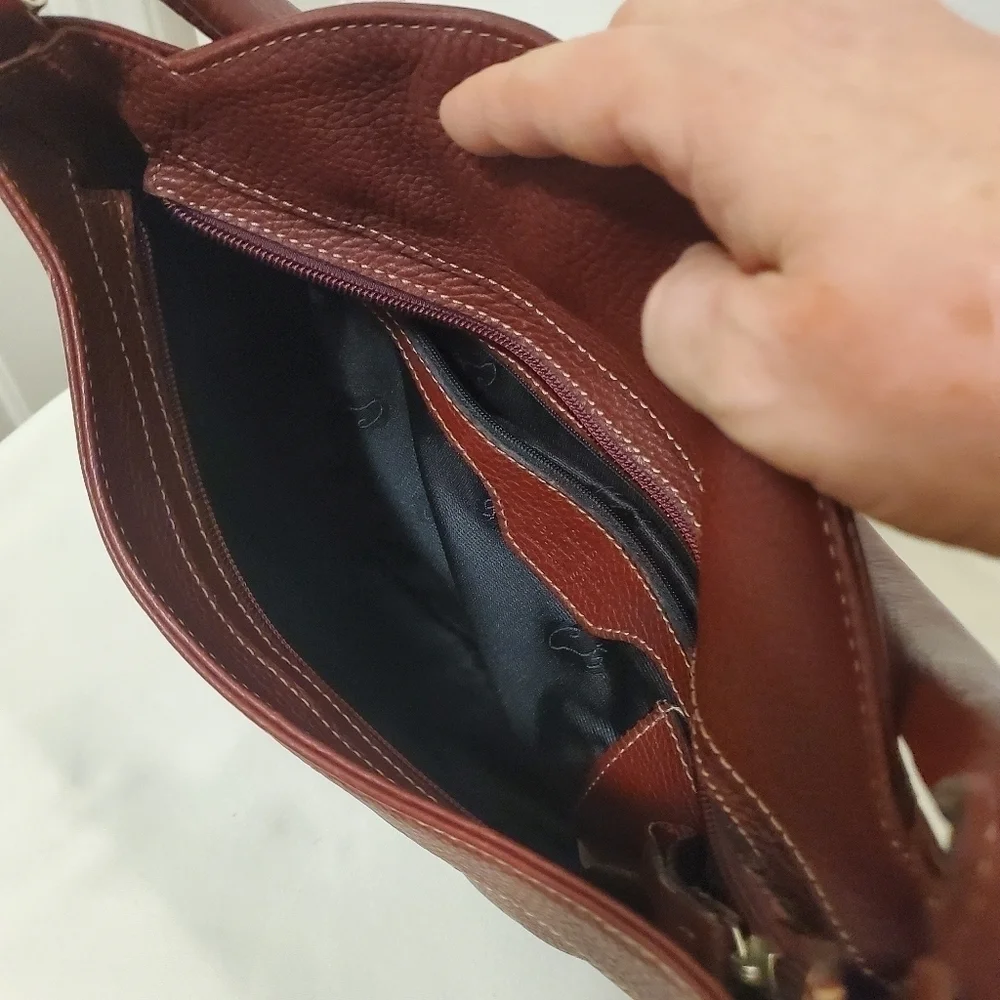 CATS Burgundy Pebble Grain Leather Hobo Bag, Classic